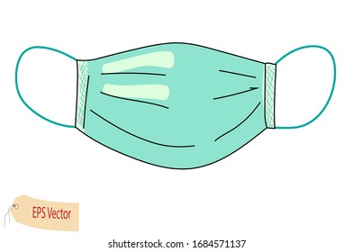 Medical respiratory mask. Safety breathing masks. Hospital or pollution protect face masking against virus. Hand drawn sketch. Vector EPS 10