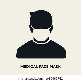 Medical Respiratory Virus Face Mask. Coronavirus Epidemic Pandemic Protection. Flat Vector Icon.