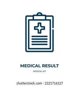 Icono de resultado médico. Ilustración vectorial lineal de la colección de botiquines médicos. Esbozar vector de icono de resultado médico. Símbolo de línea delgada para uso en aplicaciones web y móviles, logotipo, medios impresos.