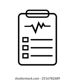 Icono de resultado médico. Icono de resultados médicos de línea delgada de salud y colección médica. Vector de contorno aislado sobre fondo blanco. Símbolo de resultado médico editable se puede utilizar Web y móvil