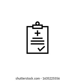 Medical result icon vector in linear, outline style design isolated on white background, icon illustration, eps 10