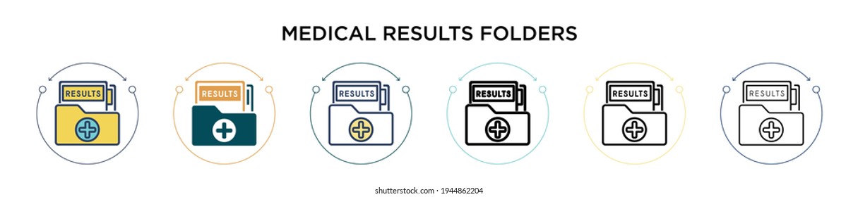 Medical results folders icon in filled, thin line, outline and stroke style. Vector illustration of two colored and black medical results folders vector icons designs can be used for mobile, ui, web
