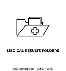 medical results folders outline icon. Linear vector from medical concept. Thin line medical results folders icon isolated on white background