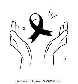 Medical ribbon, trendy icon of cancer awareness in modern style