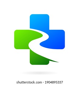 medical road river logo design template