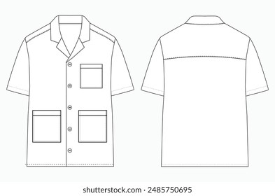 Medical robe doctor working shirt technical. Fashion uniform technical sketch illustration