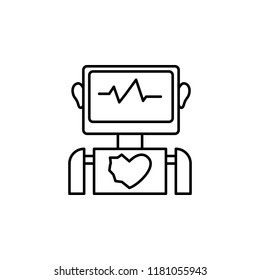 Medical robot artificial intelligence concept line icon. Simple element illustration. Medical robotconcept outline symbol design from artificial intelligence set on white background