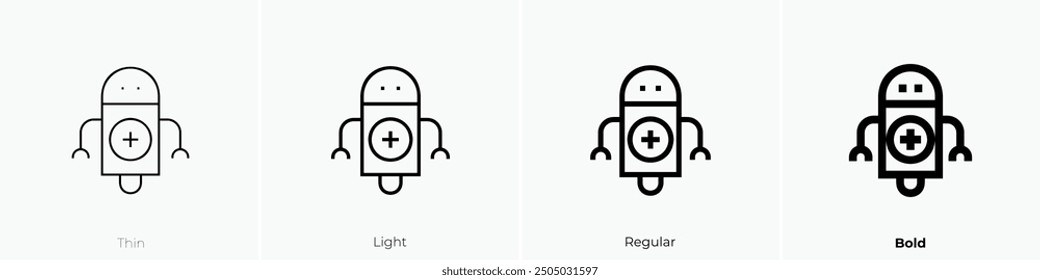 medical robot icon. Thin, Light Regular And Bold style design isolated on white background