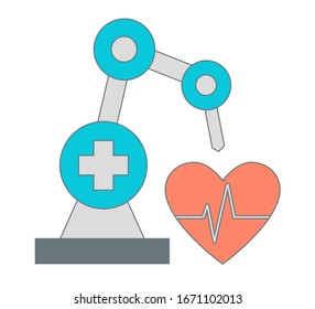 Medical robot icon. This isolated flat symbol use modern corporation light blue and gray colors.