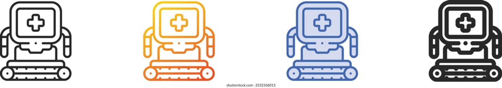 medical robot icon.Thin Linear, Gradient, Blue Stroke and bold Style Design Isolated On White Background