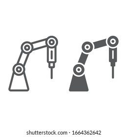 Medical Robot Line And Glyph Icon, Technology And Medicine, Surgical Robot Sign, Vector Graphics, A Linear Pattern On A White Background, Eps 10