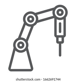 Medical robot line icon, technology and medicine, surgical robot sign, vector graphics, a linear pattern on a white background, eps 10