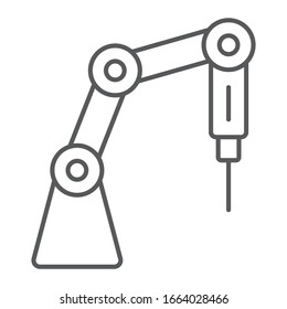 Medical Robot Thin Line Icon, Technology And Medicine, Surgical Robot Sign, Vector Graphics, A Linear Pattern On A White Background, Eps 10