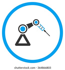 Medical Robot vector icon. Style is bicolor flat circled symbol, blue and gray colors, rounded angles, white background.