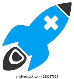 Medical Rocket vector icon. Style is bicolor flat symbol, blue and gray colors, rounded angles, white background.