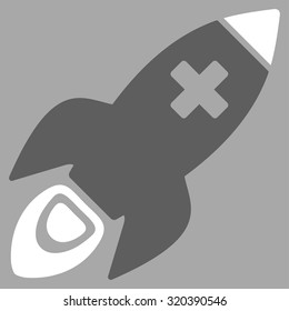 Medical Rocket vector icon. Style is bicolor flat symbol, dark gray and white colors, rounded angles, silver background.
