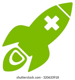 Medical Rocket vector icon. Style is flat symbol, eco green color, rounded angles, white background.