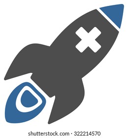 Medical Rocket vector icon. Style is bicolor flat symbol, cobalt and gray colors, rounded angles, white background.