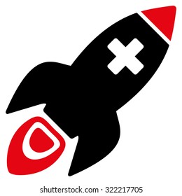 Medical Rocket vector icon. Style is bicolor flat symbol, intensive red and black colors, rounded angles, white background.