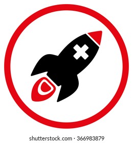 Medical Rocket vector icon. Style is bicolor flat circled symbol, intensive red and black colors, rounded angles, white background.