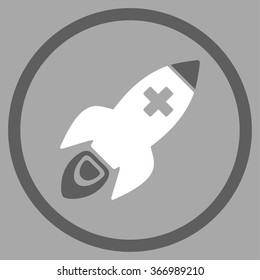 Medical Rocket vector icon. Style is bicolor flat circled symbol, dark gray and white colors, rounded angles, silver background.