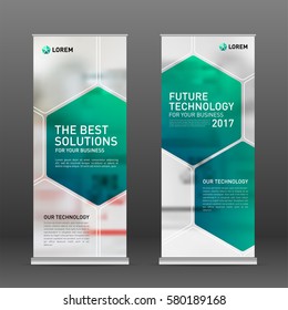 Medical roll up banner design layout. Vertical banner design template.