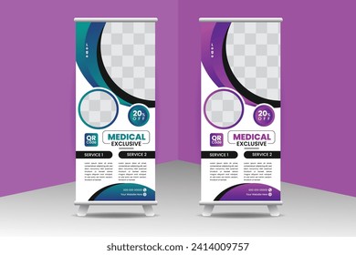 Medical roll up banner design template.