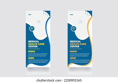 Medical Rollup Banner design healthcare cover template hospital brochure background clinic Rollup corporate poster template