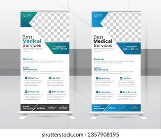 Medical Roll-up Banner Design Or Healthcare and Dl Flyer Design Template.