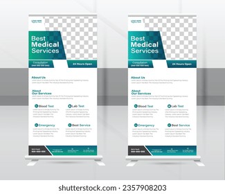 Medical Roll-up Banner Design Or Healthcare and Dl Flyer Design Template.