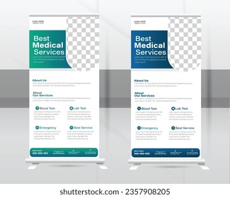 Medical Roll-up Banner Design Or Healthcare and Dl Flyer Design Template.