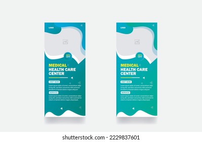 Medical Rollup Banner healthcare cover template hospital brochure background clinic Rollup corporate poster template