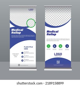 Plantilla de banner de lista desplegable médica.ilustración vectorial. gráficos geométricos.diseño de banner azul. presentación o banner publicitario.