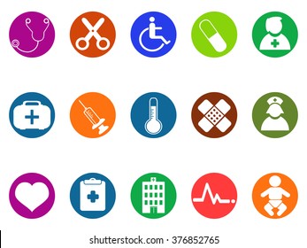 medical round button icons set