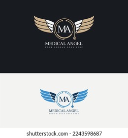 medical  rounded shape Stethoscope with wings logo