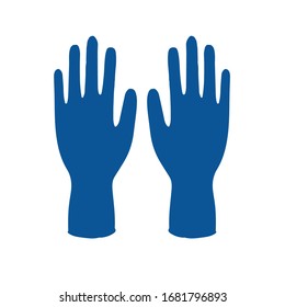 Medical rubber glove blue in color.