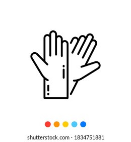 Medical rubber gloves linear icon, Vector.