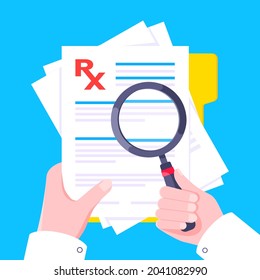 Medical rx form prescription on clipboard flat style design vector illustration. Clipboard with rx form application medical prescription concept.