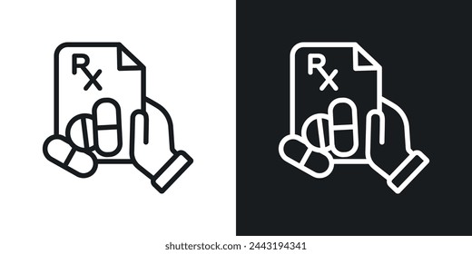 Medical RX Prescription and Document Icons. Doctor's Order and Pharmaceutical Care Symbols.