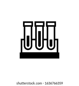 Medical samples in test tubes couple icon vector in black flat shape design isolated on white background, Vector icon eps 10
