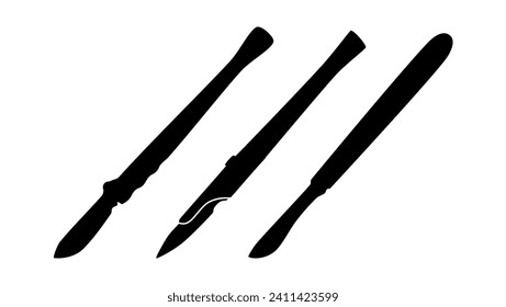 Medical scalpel, black isolated silhouette