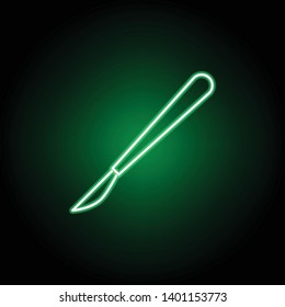 Medical, scalpel icon in neon style. Element of medicine illustration. Signs and symbols icon can be used for web, logo, mobile app, UI, UX on black background