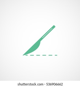 Medical Scalpel Knife Green Flat Icon On White Background