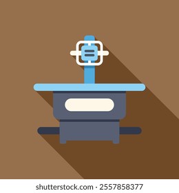 Medical scanner machine standing on brown background, healthcare and medical examination concept