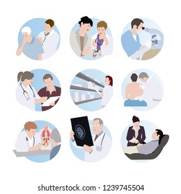 Medical scenes. Set of doctors. Urology, psychology, neurology and many more.