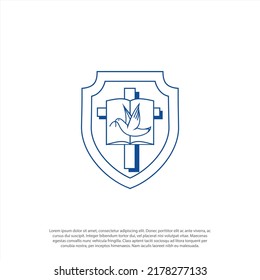 Medical Or School Health Care Logo Design With Cross Icon And Badge Vector Template