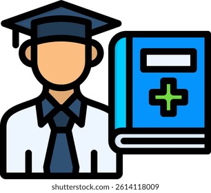 Medical School Icon Lineal Color Vector Illustration