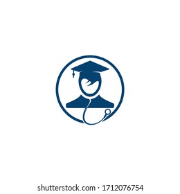 Medical School vector logo design. Medical student icon vector.