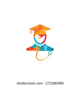 Medical School Vector Logo Design. Medical Student Icon Vector.