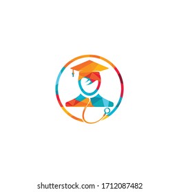 Medical School Vector Logo Design. Medical Student Icon Vector.